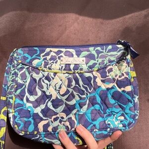 Vera Bradley Blue and Green Crossbody Bag with Floral Design